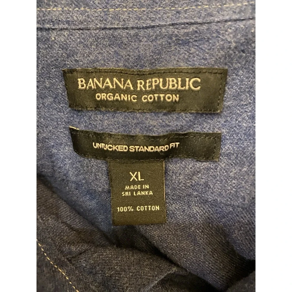 Men's Organic Cotton Sz XL Button Up Shirt Cabincore Hearher Blue Nature Hiking